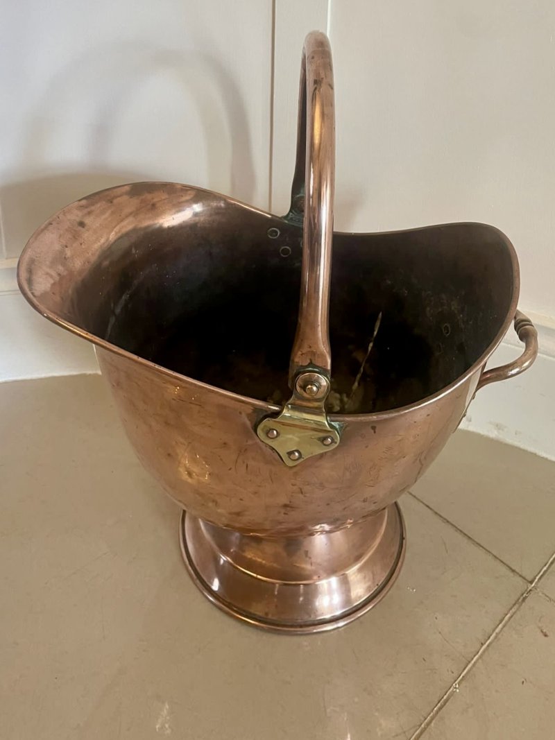 Antique George III Quality Copper Coal Scuttle - Image 3